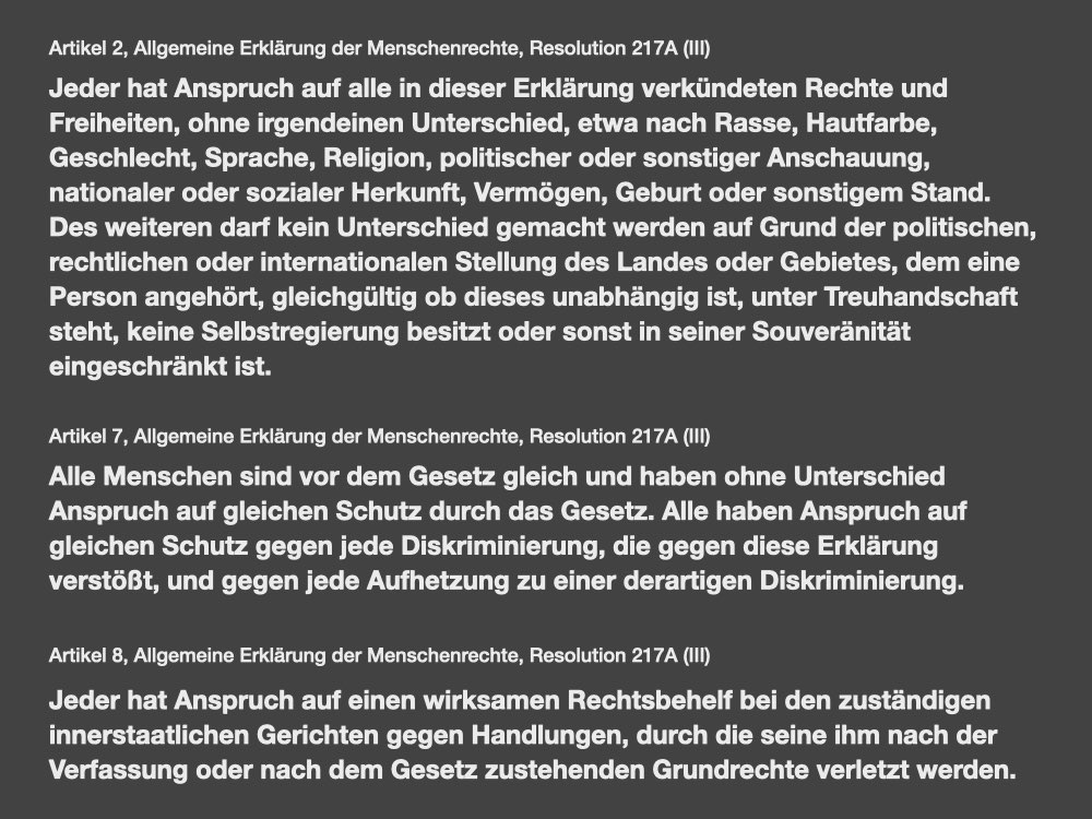 Art. 2,7,8 der Allgemeinen Erklärung der Menschenrechte