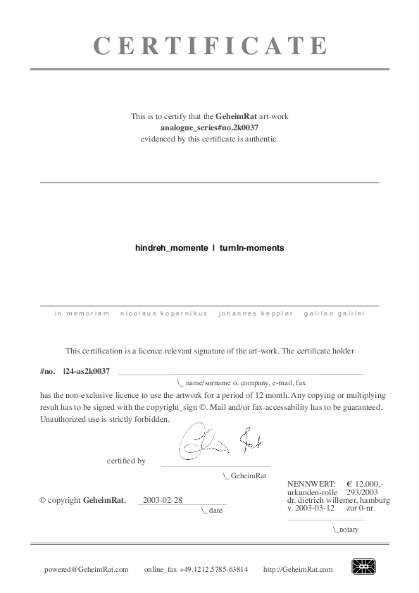 Zertifikat von 2k0037
