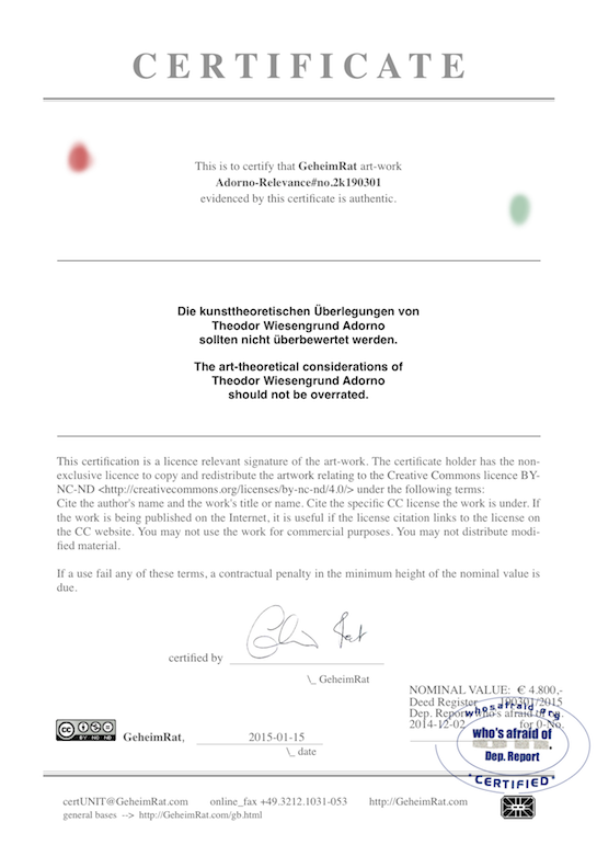 Zertifikat zur Arbeit 2k190301