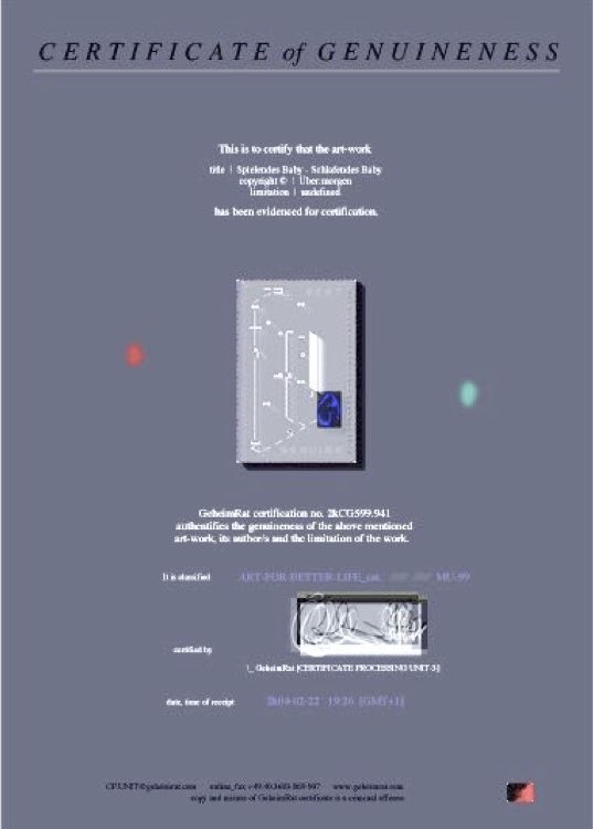 Echtheitszertifikat für Spielendes Baby - Schlafendes Baby